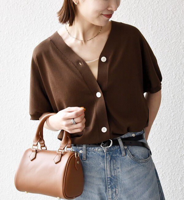 SHIPS any「《一部予約》SHIPS any:〈接触冷感/手洗い可能〉Vネック ドルマン ミディ カーディガン」|カーディガン|ブラウン