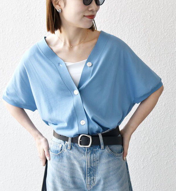 SHIPS any「《一部予約》SHIPS any:〈接触冷感/手洗い可能〉Vネック ドルマン ミディ カーディガン」|カーディガン|