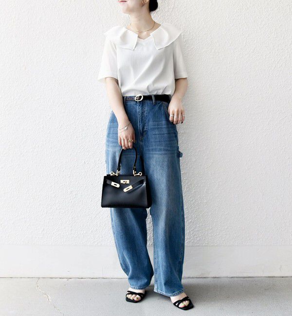 SHIPS any「《一部追加予約》【WEB限定】SHIPS any:〈洗濯機可能〉ラフ サテン フリルカラー ブラウス 26SS」|シャツ・ブラウス|