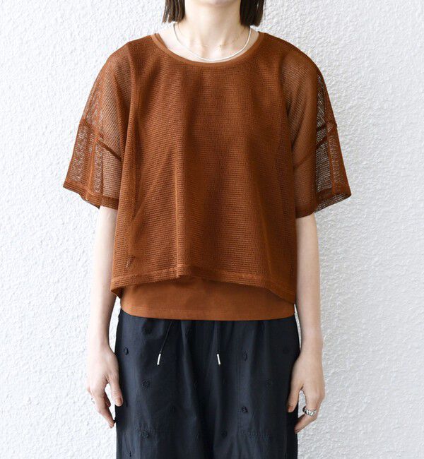 SHIPS any「SHIPS any:〈手洗い可能〉メッシュ シアー ワイド TEE &times; タンク セット」|Tシャツ・カットソー|
