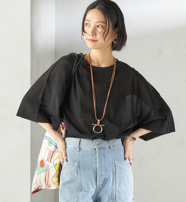 SHIPS for women「〈手洗い可能〉18G コットン ナイロン ワイド スリーブ プルオーバー」|ニット・セーター|