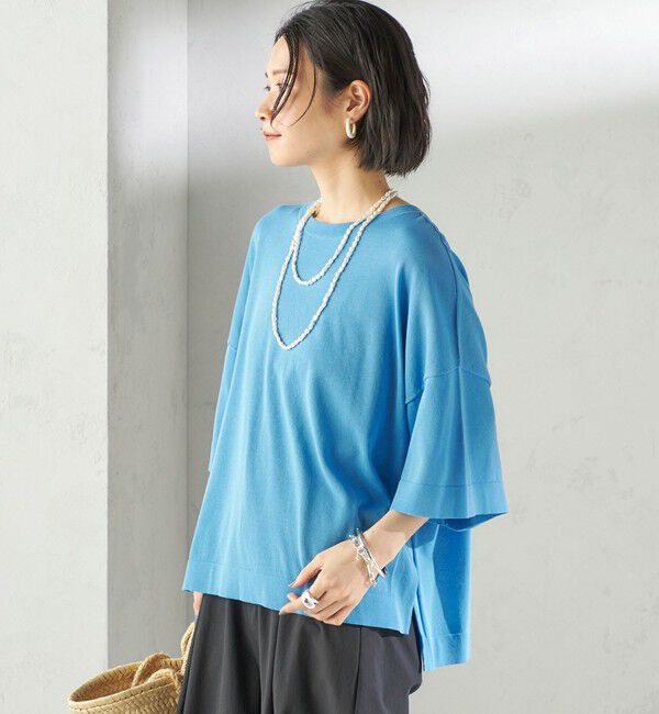 SHIPS for women「〈手洗い可能〉18G コットン ナイロン ワイド スリーブ プルオーバー」|ニット・セーター|