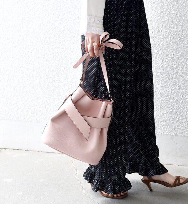 SHIPS any「SHIPS any: ベルト デザイン 巾着 ショルダー バッグ」|ショルダー・メッセンジャー|ピンク