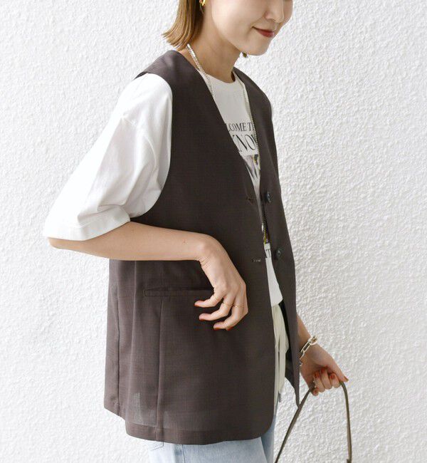 SHIPS for women「〈防シワ加工〉チノ ウール ボタン ジレ」|ベスト・ジレ|