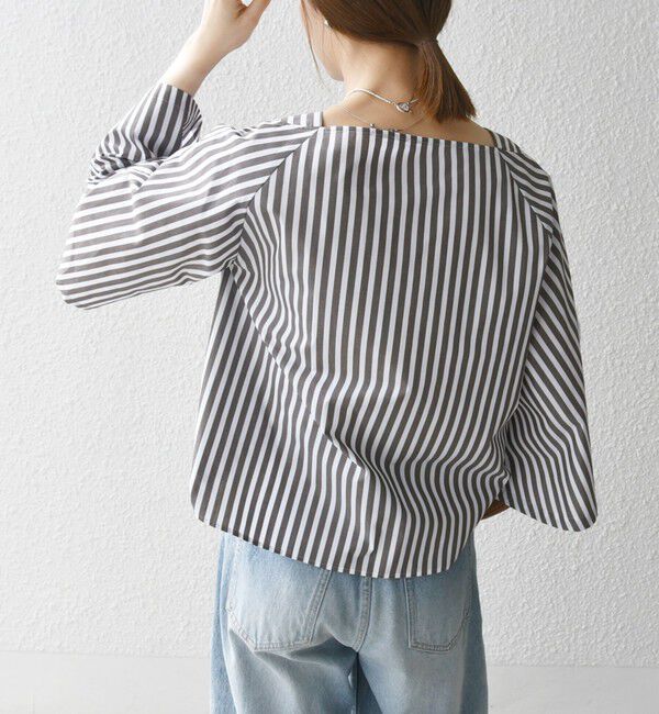 SHIPS any「SHIPS any:〈洗濯機可能〉REPREVE ボートネック フレアスリーブ ブラウス」|シャツ・ブラウス|