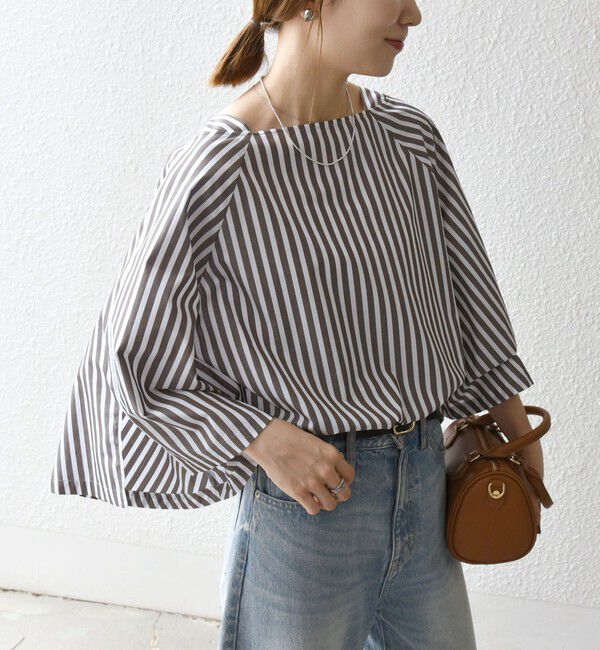 SHIPS any「SHIPS any:〈洗濯機可能〉REPREVE ボートネック フレアスリーブ ブラウス」|シャツ・ブラウス|