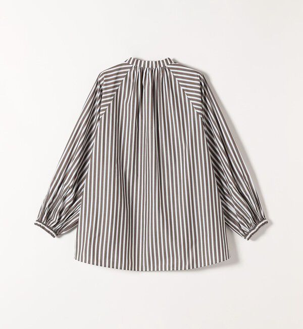 quaranciel「quaranciel:〈洗濯機可能〉REPREVE バンドカラー ギャザー パフ シャツ ブラウス」|シャツ・ブラウス|