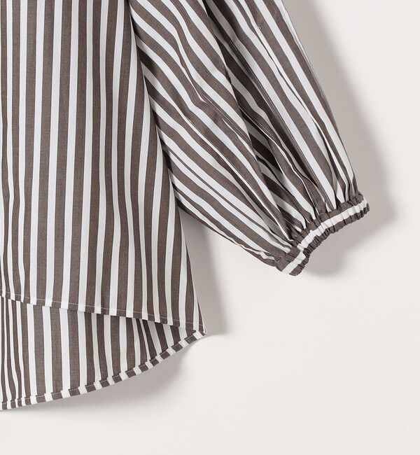 quaranciel「quaranciel:〈洗濯機可能〉REPREVE バンドカラー ギャザー パフ シャツ ブラウス」|シャツ・ブラウス|