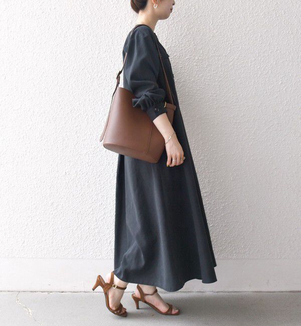 SHIPS any「SHIPS any:〈洗濯機可能〉ピーチスキン クルーネック ポケット フレア ワンピース」|ワンピース|