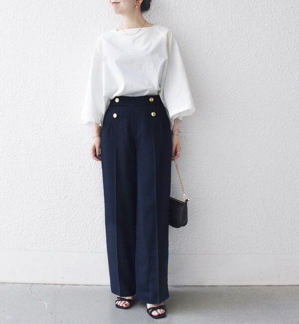 SHIPS any「SHIPS any:〈洗濯機可能〉ツイード ライク マリン パンツ［NAVY BLUE］」|スラックス|