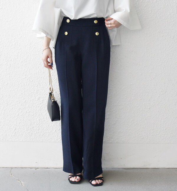 SHIPS any「SHIPS any:〈洗濯機可能〉ツイード ライク マリン パンツ［NAVY BLUE］」|スラックス|