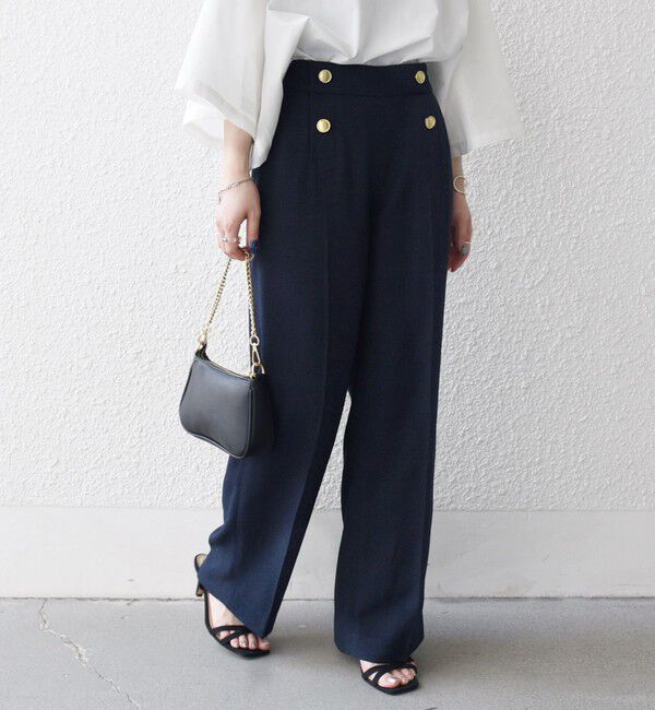 SHIPS any「SHIPS any:〈洗濯機可能〉ツイード ライク マリン パンツ［NAVY BLUE］」|スラックス|