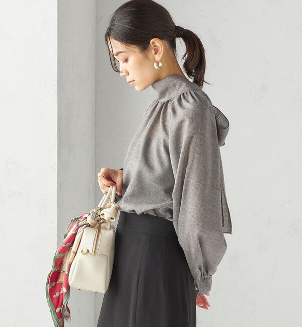 SHIPS for women「〈手洗い可能〉ウール混 シアー ボイル リボン ブラウス」|シャツ・ブラウス|