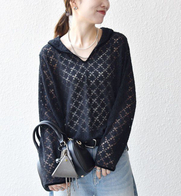 SHIPS any「SHIPS any:〈手洗い可能〉起毛 レース パイピング プルオーバー」|Tシャツ・カットソー|