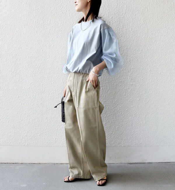 SHIPS for women「《一部追加予約》【WEB限定】〈手洗い可能〉シアー コンビ 裾 ドロスト プルオーバー」|プルオーバー|