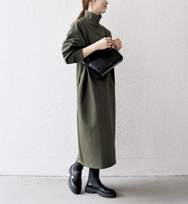 SHIPS any「SHIPS any:〈洗濯機可能〉裏起毛 リブ ハイネック ワンピース」|ワンピース|