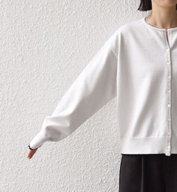 SHIPS for women「〈手洗い可能〉コットン カシミヤ混 スカラップヘム カーディガン」|カーディガン|