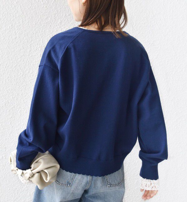 SHIPS for women「〈手洗い可能〉コットン カシミヤ混 スカラップヘム カーディガン」|カーディガン|