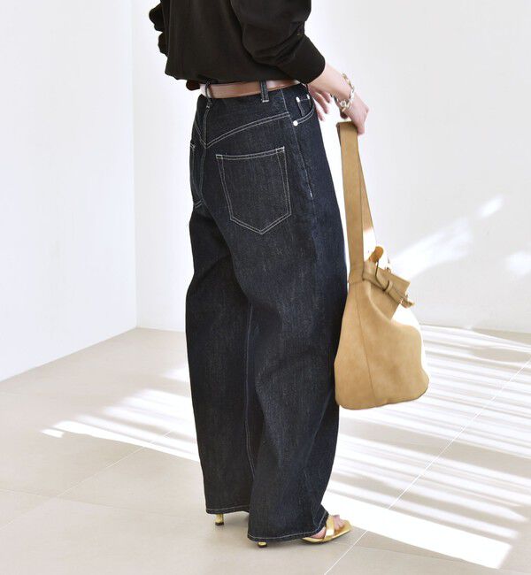quaranciel「《一部追加予約》quaranciel:〈洗濯機可能〉ハイライズ ルーズ ワイド デニム パンツ」|デニム|
