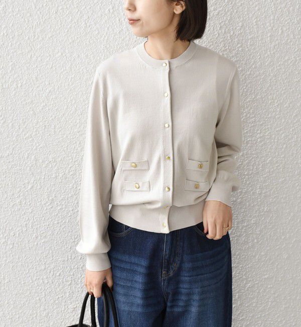 SHIPS Colors 「SHIPS Colors:〈接触冷感・手洗い可能〉14ゲージ クルーネック カーディガン◇」|カーディガン|