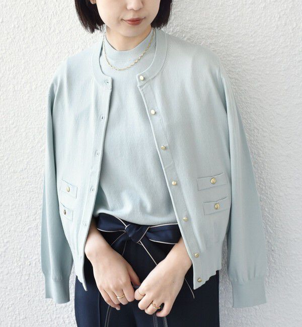 SHIPS Colors 「SHIPS Colors:〈接触冷感・手洗い可能〉14ゲージ クルーネック カーディガン◇」|カーディガン|ライトブルー