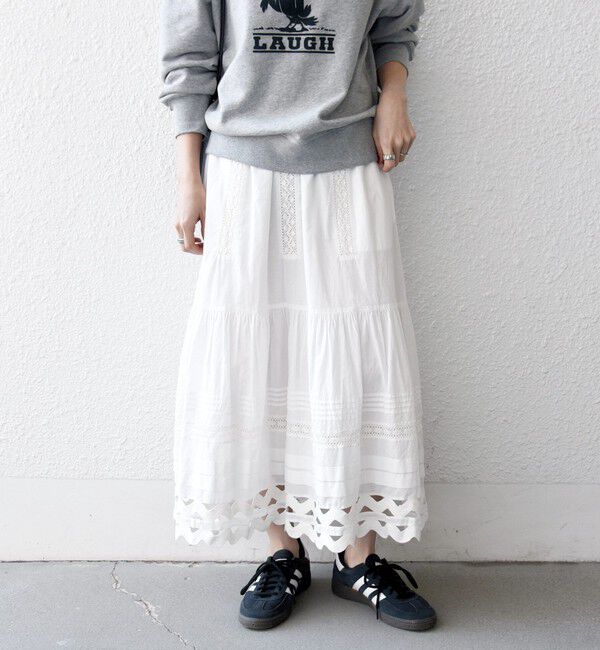 SHIPS any「《一部追加予約》SHIPS any:〈洗濯機可能〉キャンブリック レース ギャザー ボリューム スカート」|スカート|