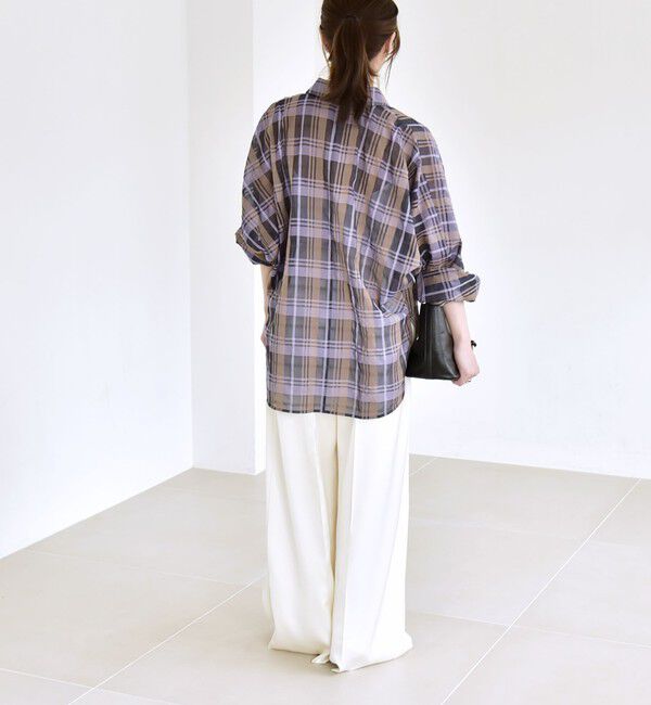 quaranciel「quaranciel:〈手洗い可能〉シアー チェック ドルマン ビッグ レギュラー シャツ」|シャツ・ブラウス|