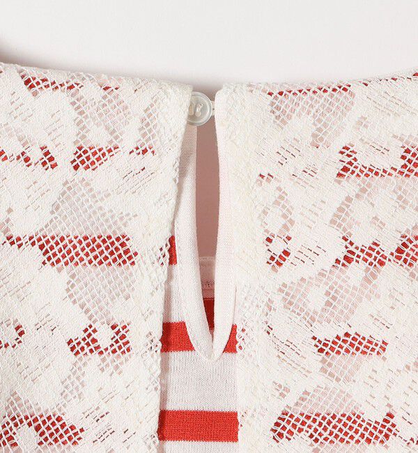 SHIPS any「SHIPS any:〈洗濯機可能〉マリンボーダー レース 襟 プルオーバー」|Tシャツ・カットソー|