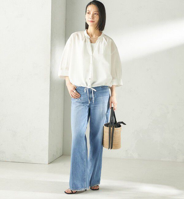 SHIPS for women「〈手洗い可能〉サッカー 裾 ドロスト メタル ボタン シャツ」|シャツ・ブラウス|