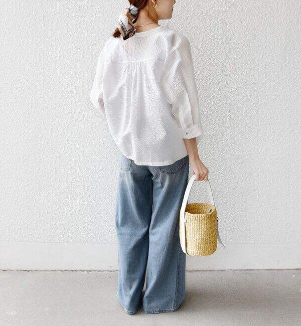 SHIPS for women「〈手洗い可能〉サッカー 裾 ドロスト メタル ボタン シャツ」|シャツ・ブラウス|