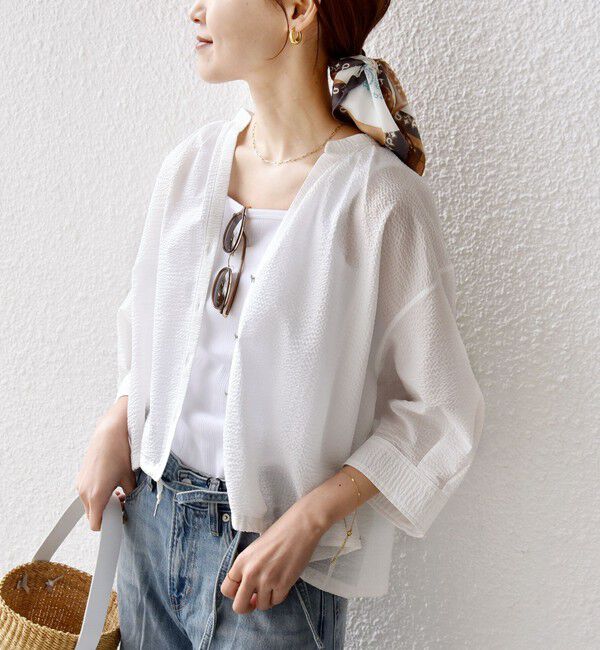 SHIPS for women「〈手洗い可能〉サッカー 裾 ドロスト メタル ボタン シャツ」|シャツ・ブラウス|