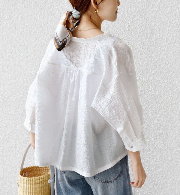 SHIPS for women「〈手洗い可能〉サッカー 裾 ドロスト メタル ボタン シャツ」|シャツ・ブラウス|