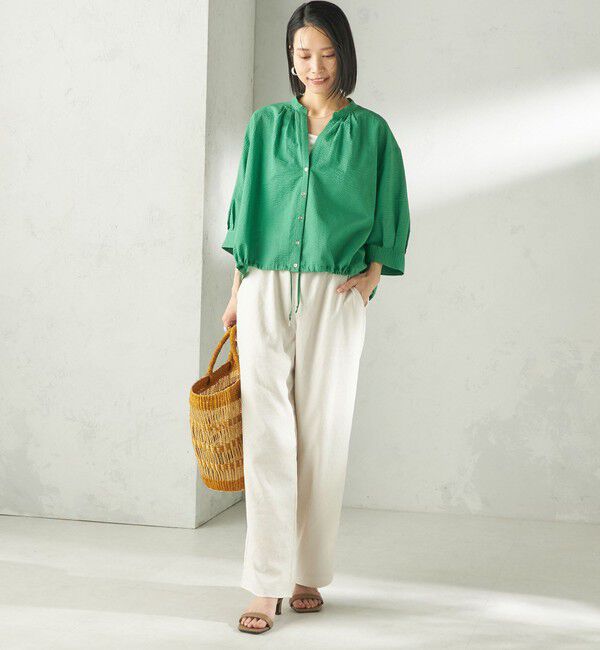 SHIPS for women「〈手洗い可能〉サッカー 裾 ドロスト メタル ボタン シャツ」|シャツ・ブラウス|