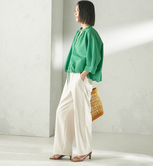 SHIPS for women「〈手洗い可能〉サッカー 裾 ドロスト メタル ボタン シャツ」|シャツ・ブラウス|