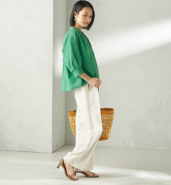 SHIPS for women「〈手洗い可能〉サッカー 裾 ドロスト メタル ボタン シャツ」|シャツ・ブラウス|