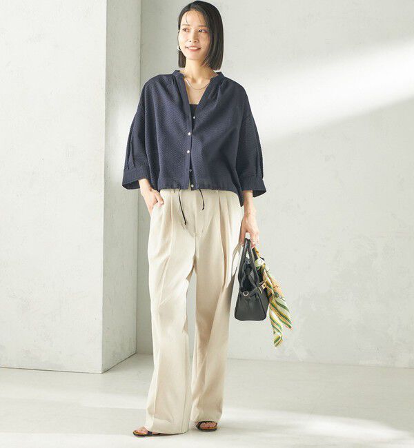 SHIPS for women「〈手洗い可能〉サッカー 裾 ドロスト メタル ボタン シャツ」|シャツ・ブラウス|