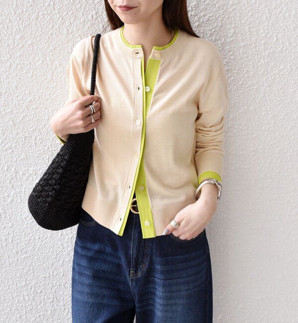 SHIPS Colors 「《予約》SHIPS Colors:〈手洗い可能〉配色 ニット クルーネック カーディガン◆」|カーディガン|