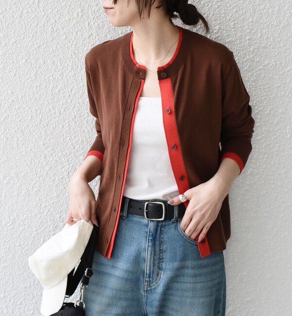 SHIPS Colors 「《予約》SHIPS Colors:〈手洗い可能〉配色 ニット クルーネック カーディガン◆」|カーディガン|