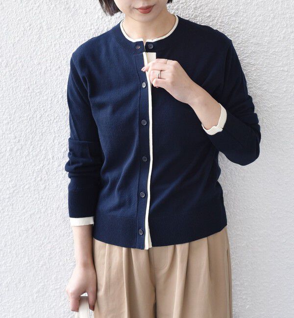 SHIPS Colors 「《予約》SHIPS Colors:〈手洗い可能〉配色 ニット クルーネック カーディガン◆」|カーディガン|