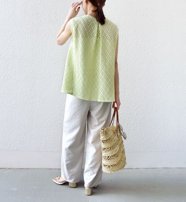 SHIPS for women「〈手洗い可能〉アイレット ノースリーブ フレア プルオーバー」|Tシャツ・カットソー|