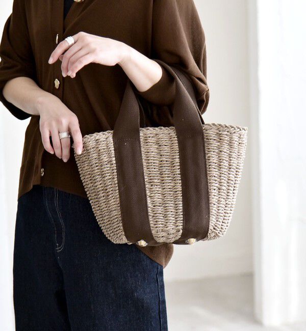 quaranciel「quaranciel: バイカラー テープハンドル ペーパー トート バッグ」|トートバッグ|