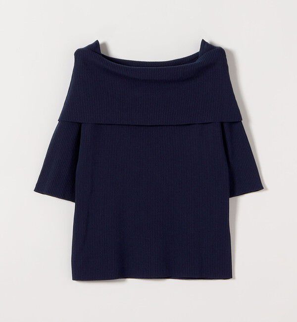 quaranciel「《予約》quaranciel:〈洗濯機可能〉オフショルダー ハーフスリーブ リブ ニット」|ニット・セーター|