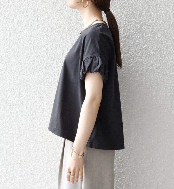 SHIPS any「《予約》SHIPS any:〈多機能/洗濯機可能〉マルチファンクション ギャザー スリーブ TEE」|Tシャツ・カットソー|