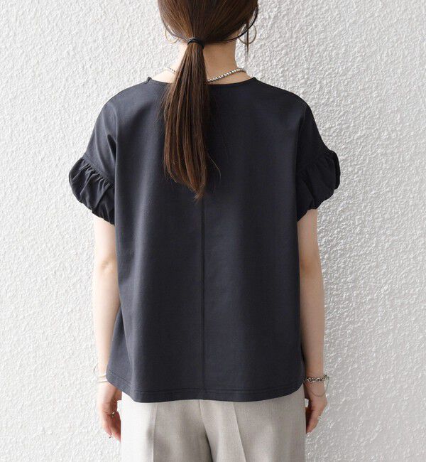 SHIPS any「《予約》SHIPS any:〈多機能/洗濯機可能〉マルチファンクション ギャザー スリーブ TEE」|Tシャツ・カットソー|