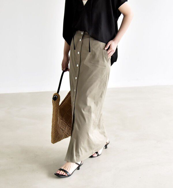 quaranciel「《予約》quaranciel:〈洗濯機可能〉フロントボタン Iライン タイト スカート」|スカート|