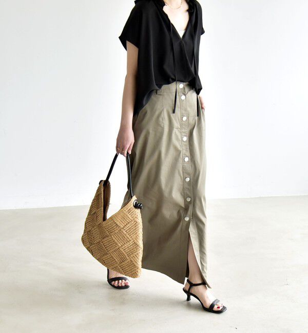 quaranciel「《予約》quaranciel:〈洗濯機可能〉フロントボタン Iライン タイト スカート」|スカート|