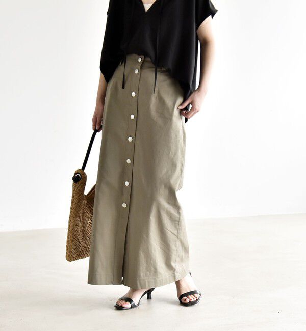 quaranciel「《予約》quaranciel:〈洗濯機可能〉フロントボタン Iライン タイト スカート」|スカート|