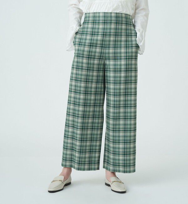 MACPHEE「ナチュラルストレッチチェック ワイドクロップドパンツ」|その他|