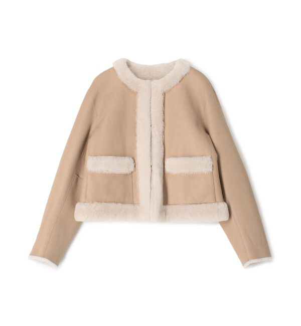 TOMORROWLAND collection「ナッパランムートン ノーカラージャケット」|その他|43 ベージュ