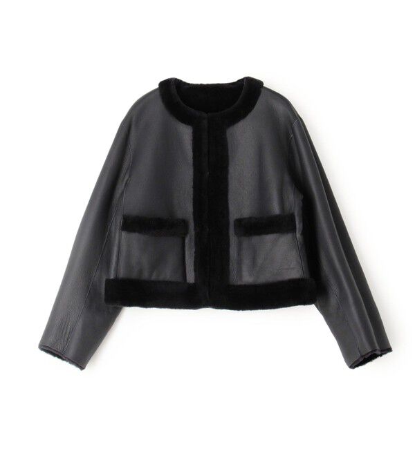 TOMORROWLAND collection「ナッパランムートン ノーカラージャケット」|その他|69 ネイビー